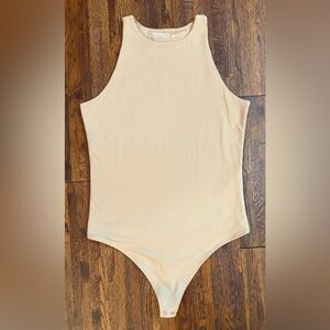 ABERCROMBIE AND FITCH Sleeveless High Neck Bodysuit in Tan/Nude Size Large